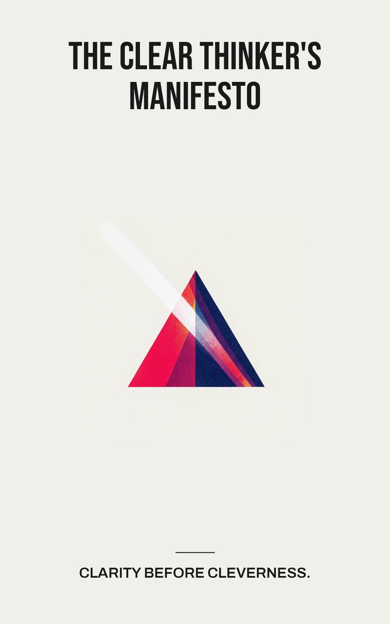 Cover of The Clear Thinker's Manifesto: Clarity Before Cleverness, in navy and red on white